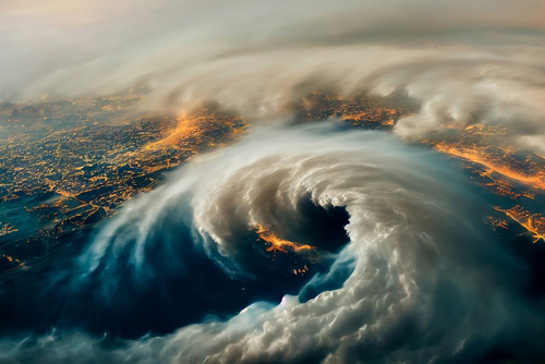 Satellite view of a super typhoon over the ocean